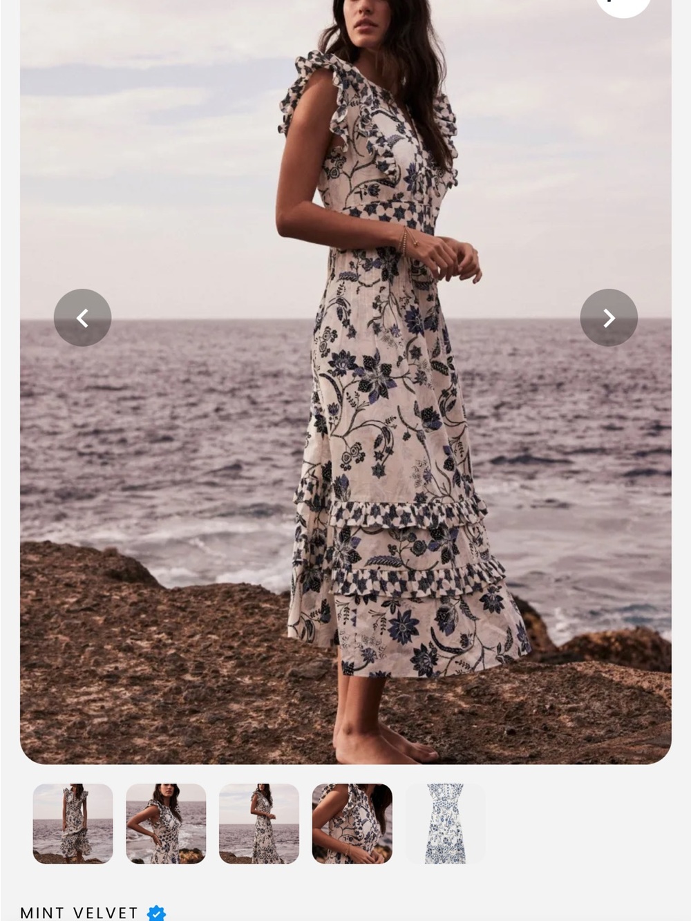 Blue Floral Maxi Dress with Ruffle Tiers